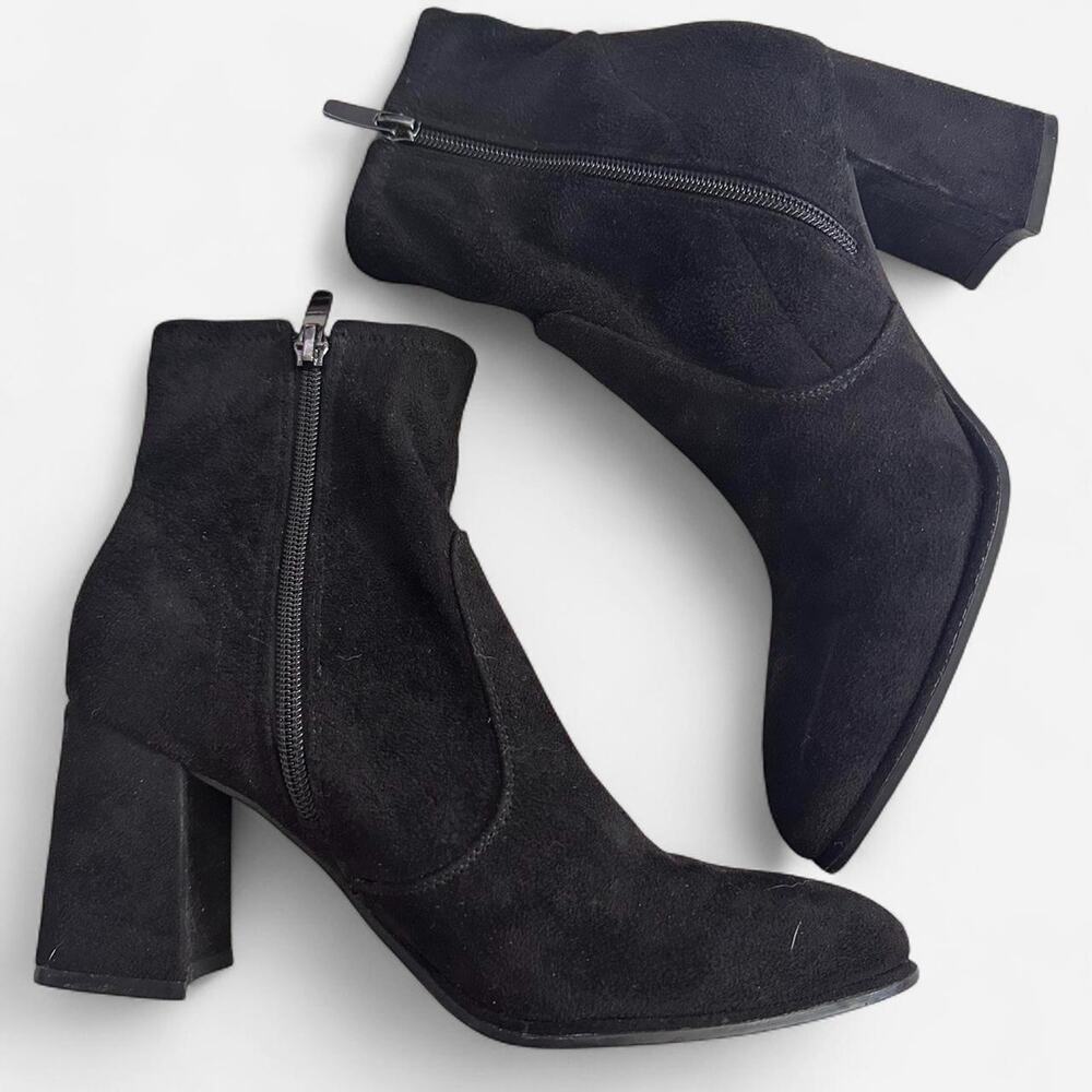 Black suede ankle boots with